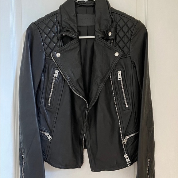 All Saints Black Leather Biker Jacket